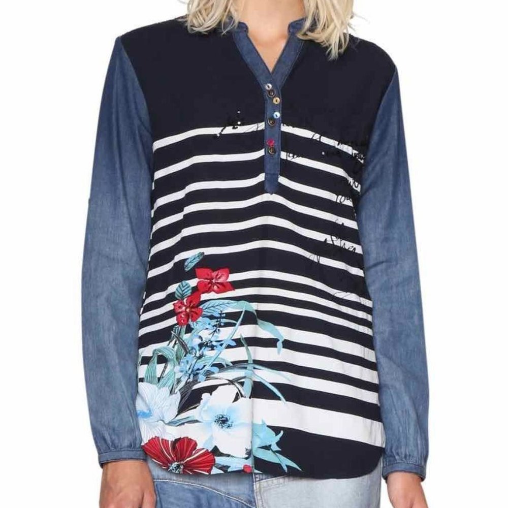 Desigual striped floral shirt blouse